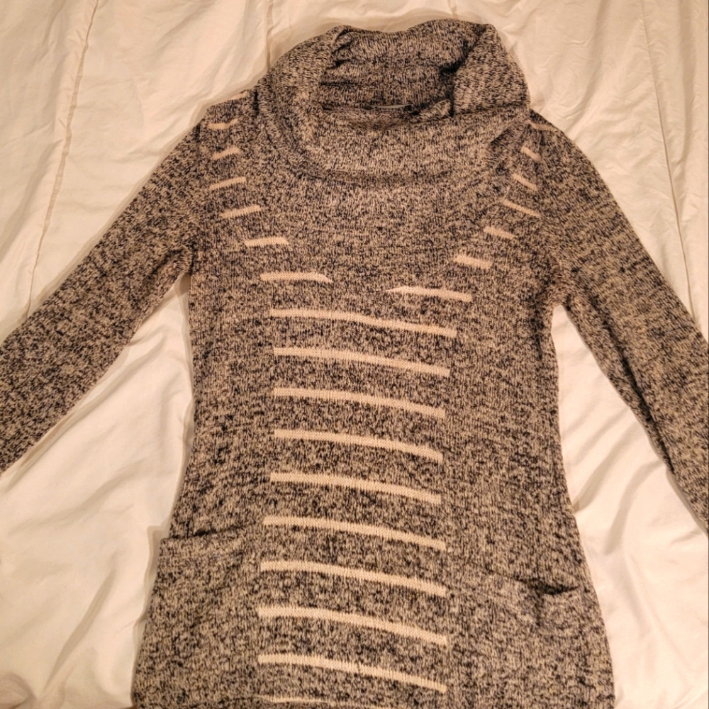 Maude, cowl neck sweater with pockets.